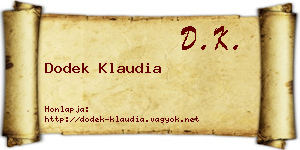 Dodek Klaudia névjegykártya